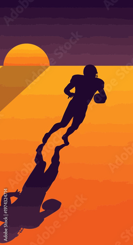 Athletic Silhouette Dominates Golden Sunset Field