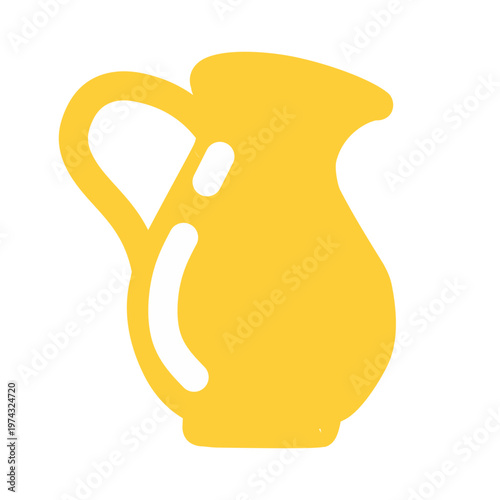 Simple Yellow Ceramic Pitcher or Water Jug Illustration