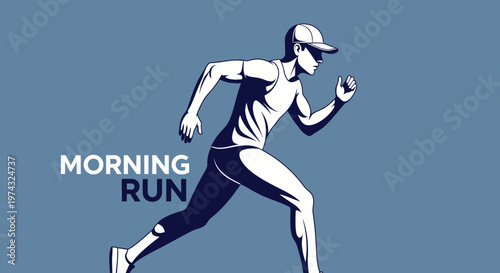 Athletic Man Running Energetically During Morning Exercise Routine