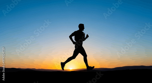 Athletic Silhouette Jogging Towards Sunrise Glow