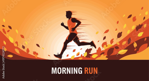 Autumn Athlete Sprinting Through Falling Leaves