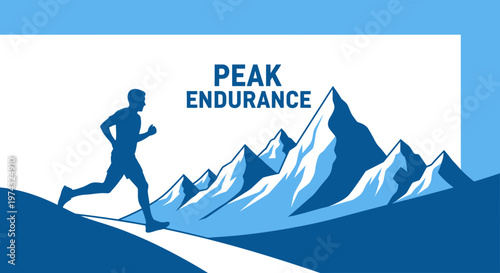 Athletic Peak Endurance Running Through Snowy Mountains