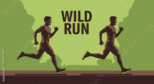 Athletic Men Racing Through Verdant Park Landscape