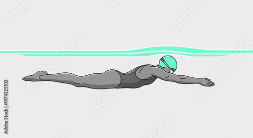 Athletic Swimmer Practicing Butterfly Stroke Technique In Clear Water