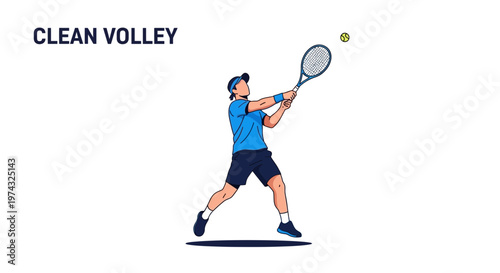 Athletic Tennis Player Executing A Perfectly Timed Volley Shot On Court