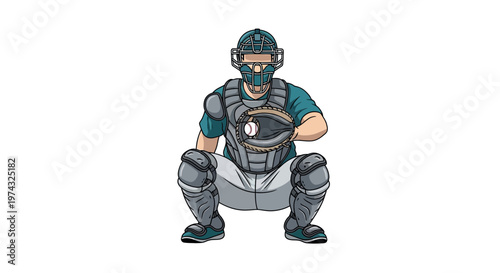 Baseball Catcher Ready To Catch The Ball
