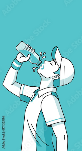 Athletic Thirst Quenched By Refreshing Water Bottle During Intense Workout