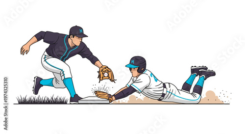 Baseball Game Action Dynamic Play At The Base