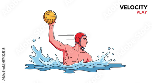 Athletic Water Polo Player Demonstrates Powerful Throw