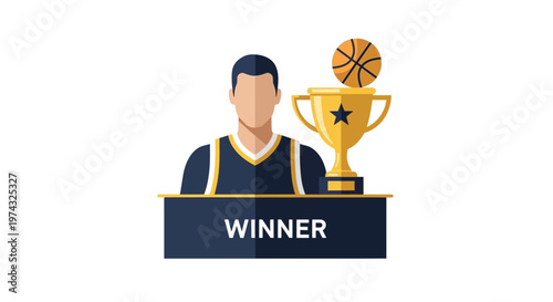 Basketball Champion Holding Trophy And Celebrating Victory