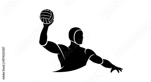 Athletic Water Polo Player Silhouette Throwing Ball