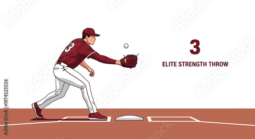 Baseball Player Demonstrating Elite Strength Throw Technique Illustration