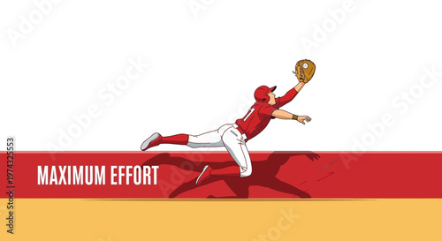 Baseball Player Diving For A Catch Maximum Effort Sports Illustration