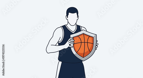 Basketball Player Defends With Shield And Ball Protection Concept