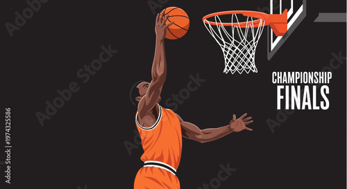 Basketball Player Dunking During Championship Finals Game Action