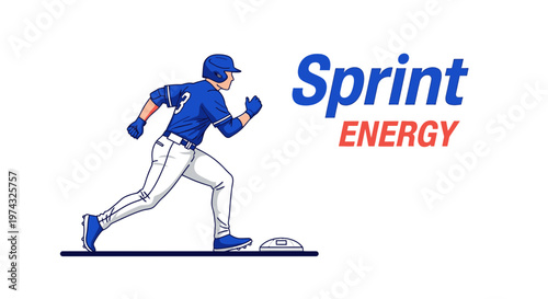 Baseball Player Sprinting With Sprint Energy Brand In Background
