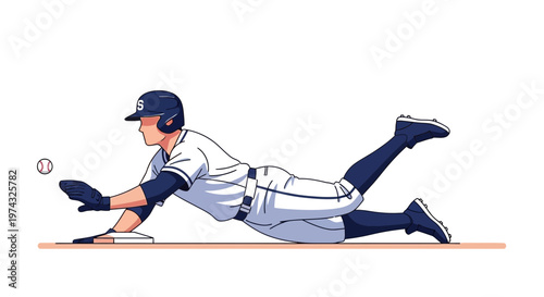 Baseball Player Sliding Towards Home Plate In A Dynamic Dive