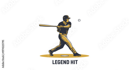 Baseball Player Swinging Bat To Hit Ball Dynamic Action Shot