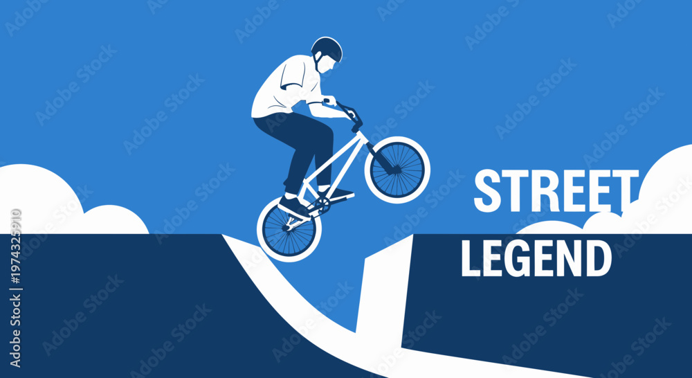 Fototapeta premium Bold Cyclist Executes Extreme Jump Demonstrating Skill And Determination