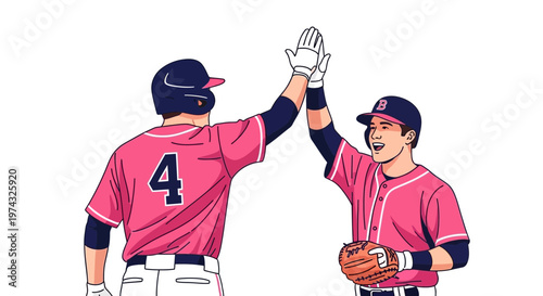 Baseball Players Celebrate Victory With High Five Gesture