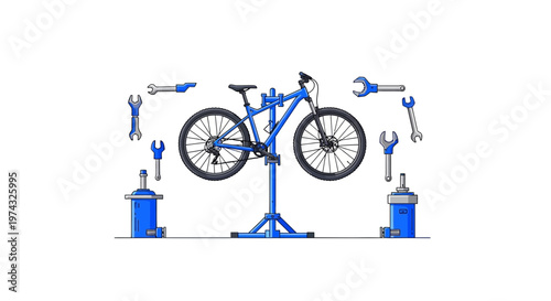 Bike Maintenance Tools And Bicycle For Service And Repair