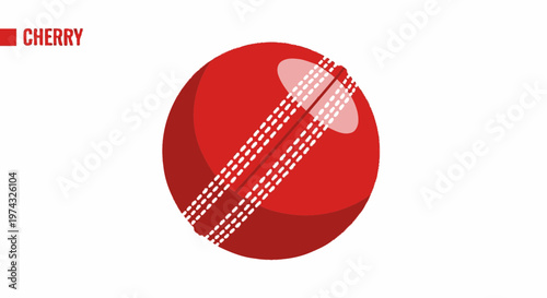 Bold Red Cricket Ball With White Stitching Illustration Minimalist Design
