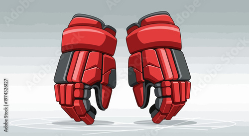 Bold Red Hockey Gloves Ready For Intense Game Action On Ice