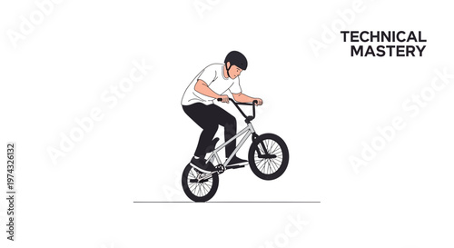 BMX Rider Demonstrating Technical Mastery And Bicycle Skill On White Background