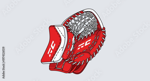 Bold Red Goalie Glove Illustration With Clean Lines and Iconic Logo Branding