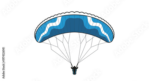 Blue Paraglider Canopy Vector Illustration Isolated On White Background