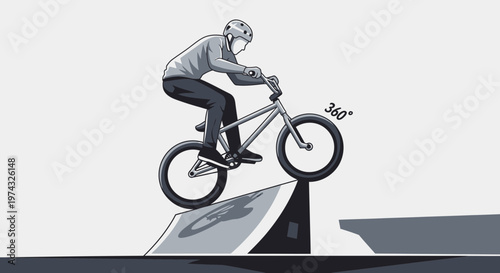 BMX Rider Executes Daring 360 Degree Jump Over Ramp