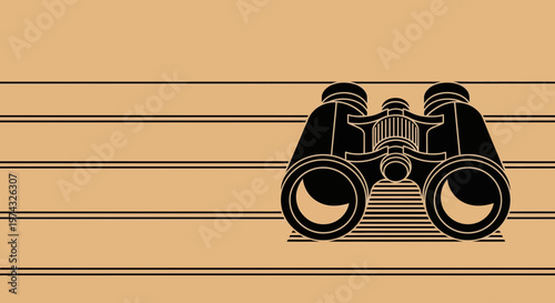 Bold Binoculars Graphic On A Textured Background With Stripes
