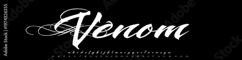 Venom Elegant Font Uppercase Lowercase. Classic Lettering Minimal Fashion Designs. Typography modern serif fonts regular decorative vintage concept. vector illustration