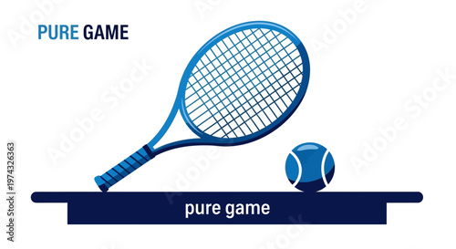 Bold Blue Tennis Racket And Ball Minimalist Sporting Graphic