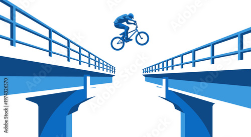 Bold Bmx Rider Soars Over Bridge Gap In Dynamic Graphic