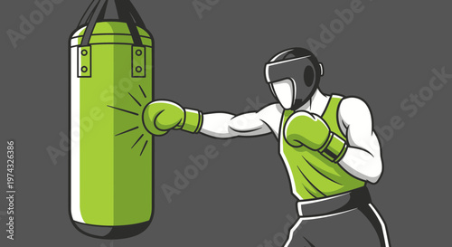 Boxer Training Session On A Punching Bag