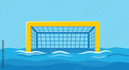 Bright Water Polo Goal Standing Firmly in Rippling Blue Waters