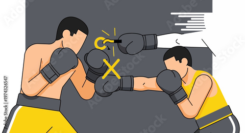 Boxing Match Dynamics And Strategy Illustration For Sports And Fitness Content