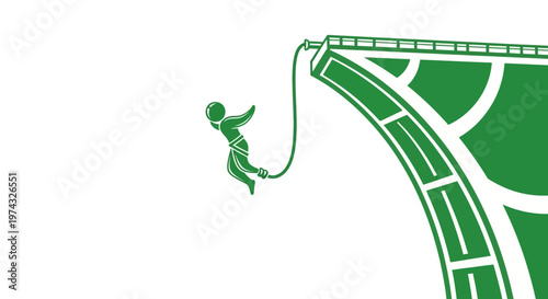 Bungee Jumper Icon Descending from a Bridge Structure