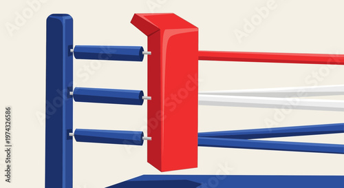 Boxing Ring Corner Corner Post Ropes And Padding In Flat Design Style