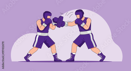 Boxing Sparring Session Between Two Athletes In Athletic Gear