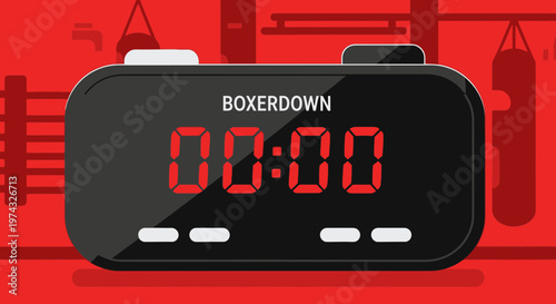 Boxing Timer Set To Zero Awaiting Start Of Intense Training Session