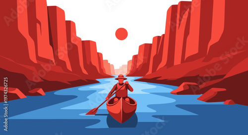 Canyon River Adventure Serene Voyage Through Grand Rock Formations