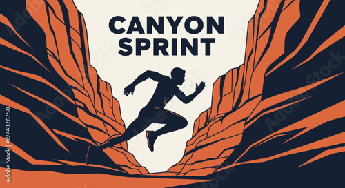 Canyon Sprint Silhouette Runner Adventure Speed Motion