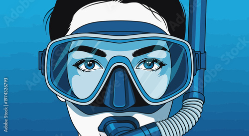 Captivating Portrait Of A Diver Emerging From Blue Waters