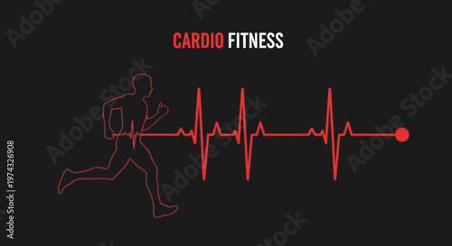 Cardio Fitness Runner Heartbeat Line Art Vitality And Health