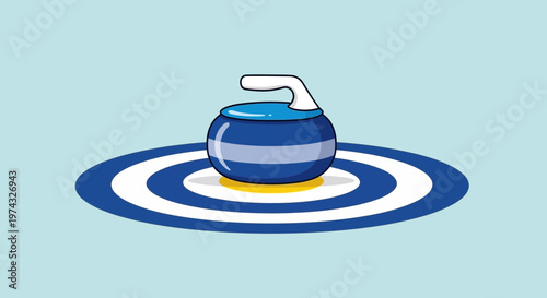 Cartoon Curling Stone On Ice Target Graphic