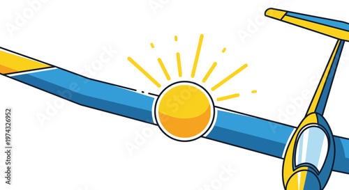 Cartoon Glider Aircraft Flying Bright Sunny Day Adventure
