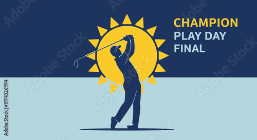Champion Golfer Swinging During Sunny Play Day Final Event