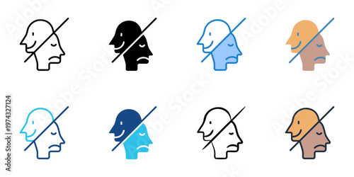 Mood disorder icons set multiple style collection. Editable stroke 
